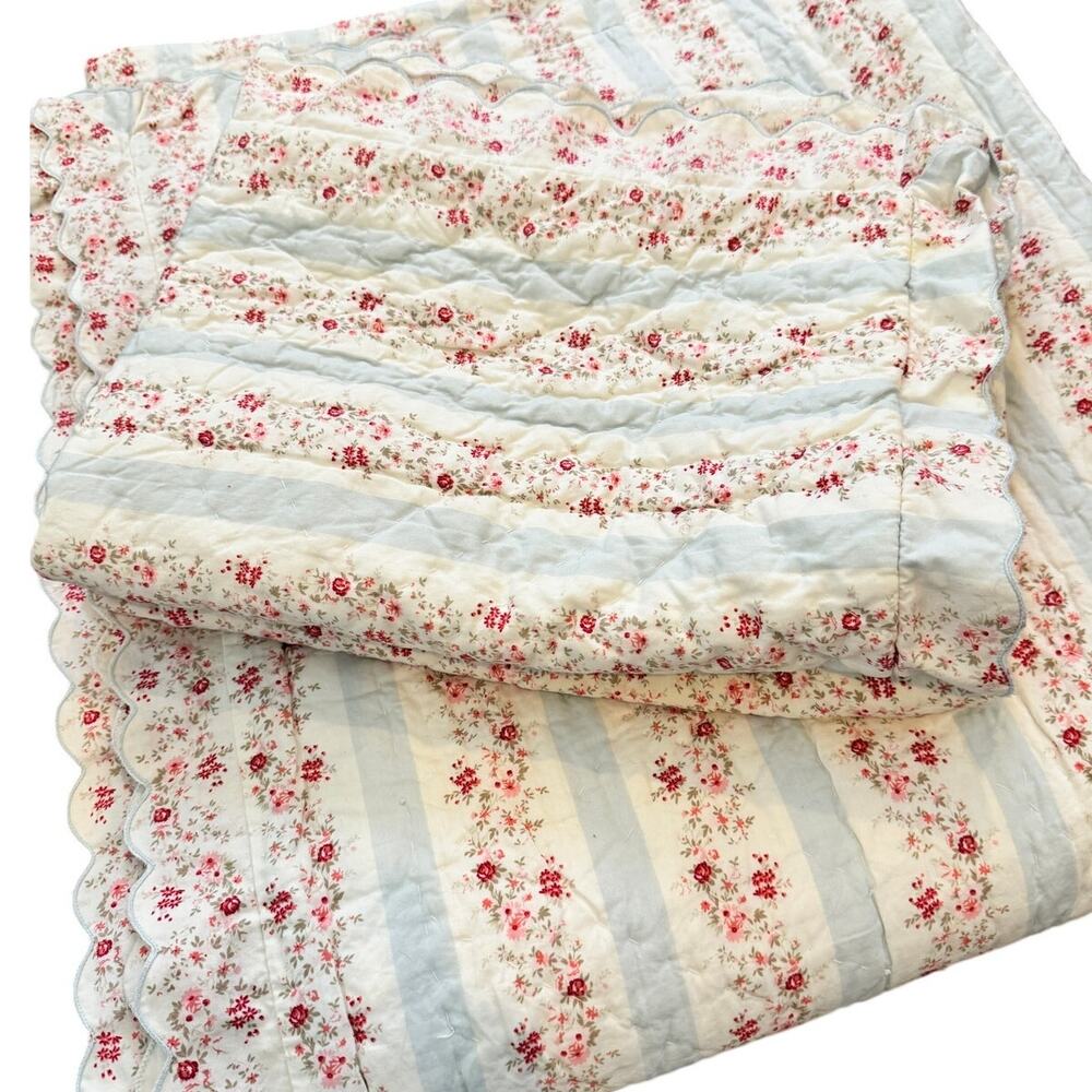 Simply Shabby Chic | Vintage Floral Rosebud Quilt Set QUEEN Cottagecore Bedding